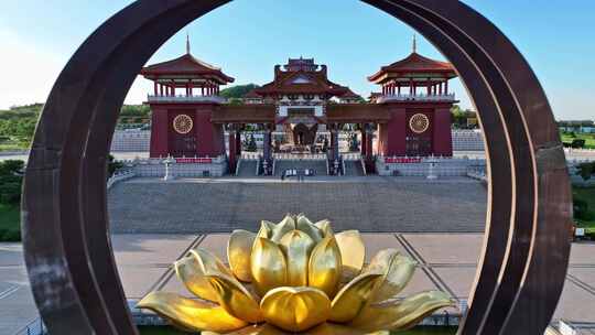 航拍徐州经济技术开发区宝莲寺佛教文化景区