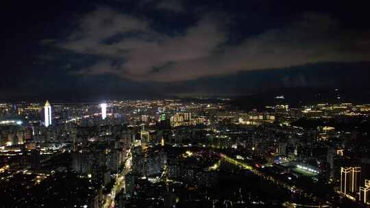 浙江温州城市夜景灯光航拍