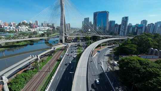 巴西圣堡罗城市交通航拍