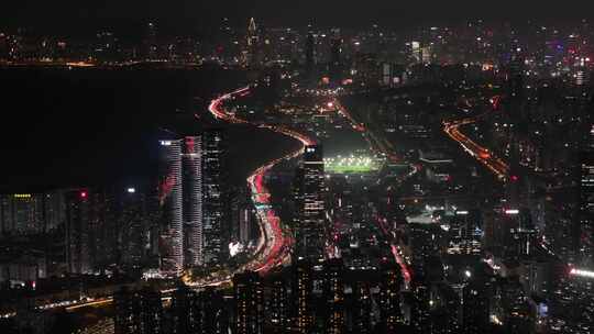 深圳福田区CBD夜景航拍