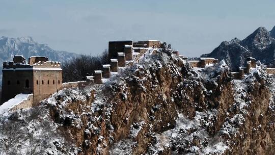 中国万里长城冬天雪景