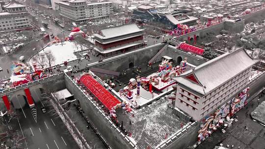 西安永宁门 灯会 雪景