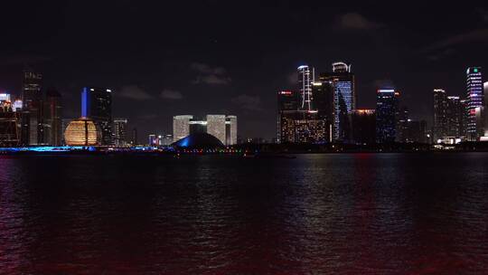 杭州钱江新城城市阳台夜景视频素材模板下载