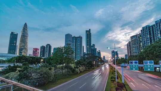 深圳南山滨海大道天桥车流日转夜延时