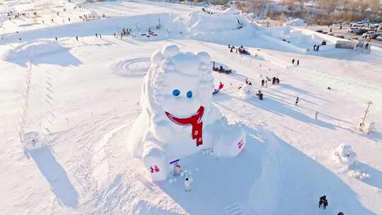 中国黑龙江哈尔滨钻石海大雪人航拍