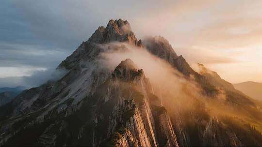 冬至日落时分雪山云海震撼风光视频