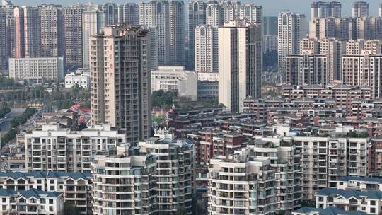 航拍四川广汉城北新区城市建筑空镜