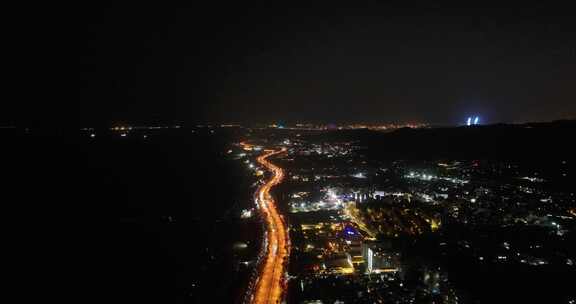 厦门一国两制沙滩夜景航拍