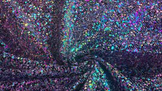 闪闪发光的亮片织物3D漩涡散发出色彩光谱