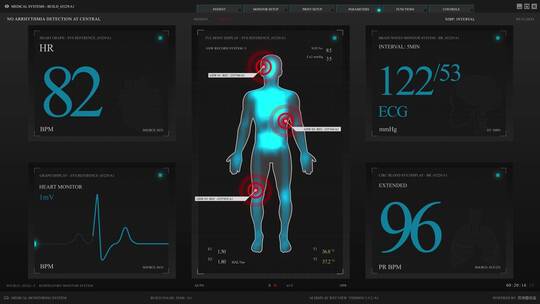 身体数据监控科幻屏幕HUD操作系统智能界面