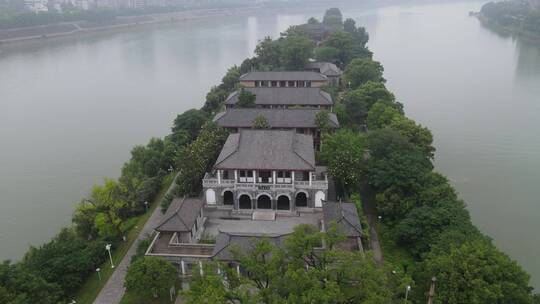 航拍湖南衡阳东洲岛4A景区