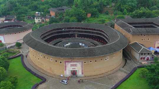 福建永定土楼楼王承启楼高低空航拍