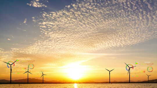 风车 风力发电 可再生能源 发电机视频素材模板下载