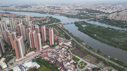 广东沿江住宅区航拍