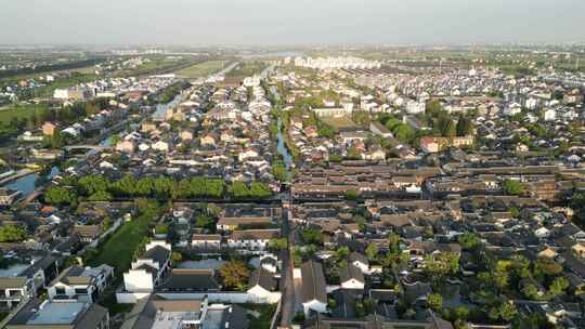 航拍浙江嘉善西塘古镇景区5A景区