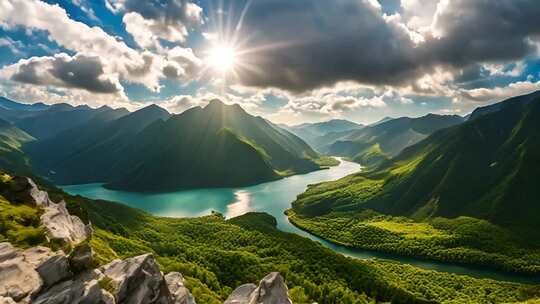 山川河流自然风光全景
