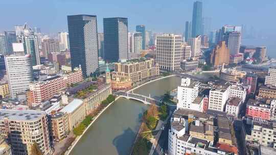 上海苏州河航拍四川路桥乍浦路桥视频素材模板下载