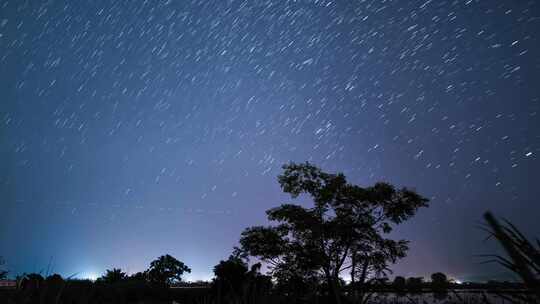 广东江门台山浮月村星空轨迹残影延时4K