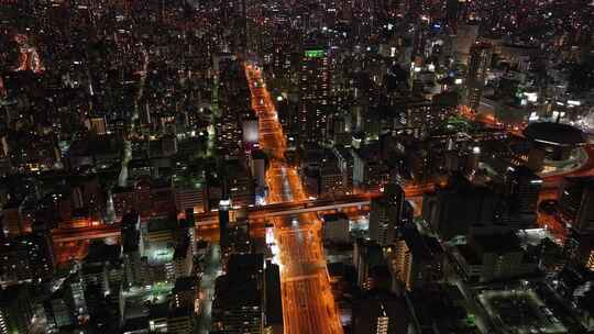 日本大阪城市风景夜景