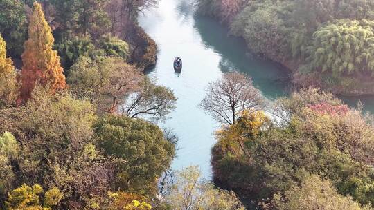 杭州秋天 西溪湿地 手摇船 湿地博物馆