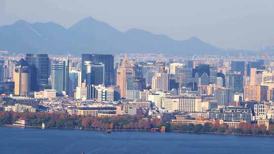 杭州西湖湖滨城市建筑风景