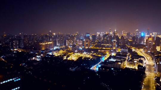上海豫园夜景航拍