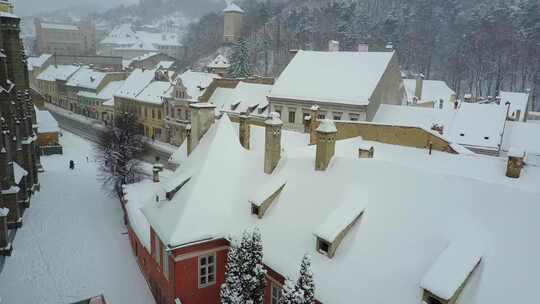 罗马尼亚布加勒斯特城市雪景