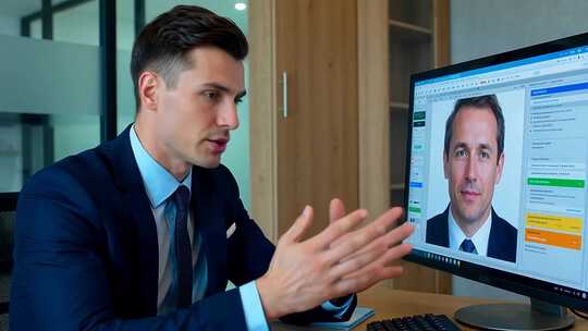 商务人士办公室视频会议