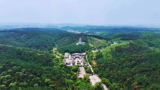 中国辽宁抚顺萨尔浒三慧寺永光宝塔航拍