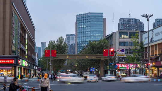 成都市成华区建设路夜景视频素材模板下载