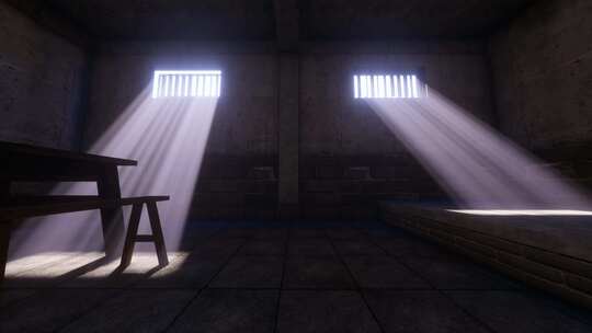 监狱牢房铁窗光线