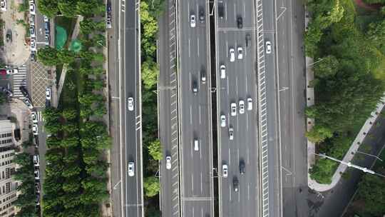 天津城市立交桥道路交通地铁轨道航拍