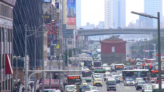 台湾台北街景行人车流空境