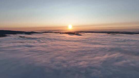 航拍黎明山川云海日出