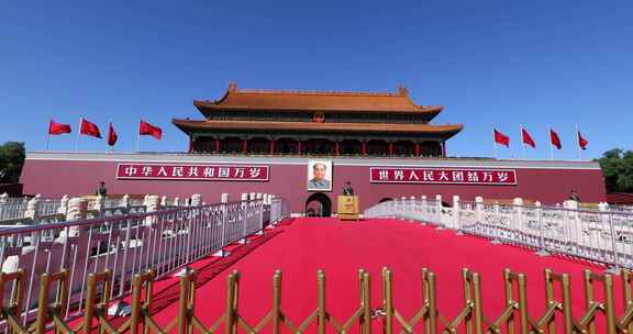 北京天安门红旗飘飘
