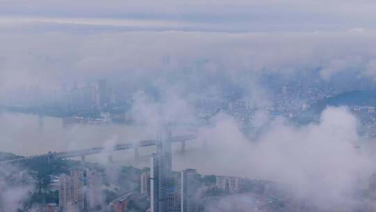 中国武汉两江四岸城市地标风光