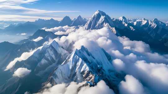 雪山云海高空俯瞰全景