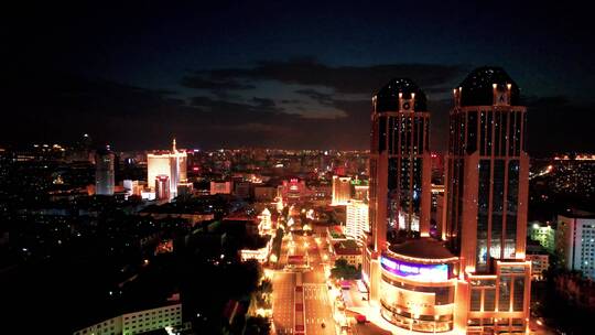 哈尔滨城市夜景航拍
