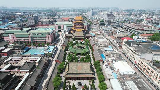 河南开封大相国寺航拍大梁门