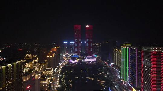 航拍贵阳夜景花果园夜景花果园双子塔视频素材模板下载