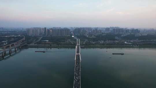 湖南湘潭城市风光交通建筑航拍