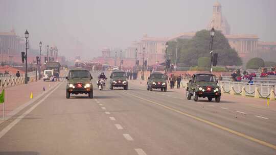 印度军车在共和国日彩排视频素材模板下载