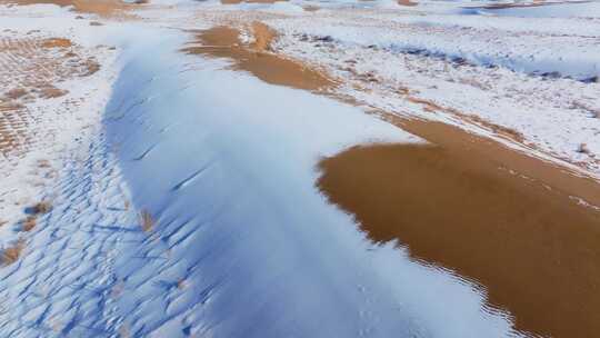 4k航拍雪后沙漠