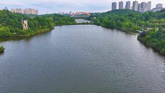 贵州贵阳观山湖公园航拍观山湖区城市地标