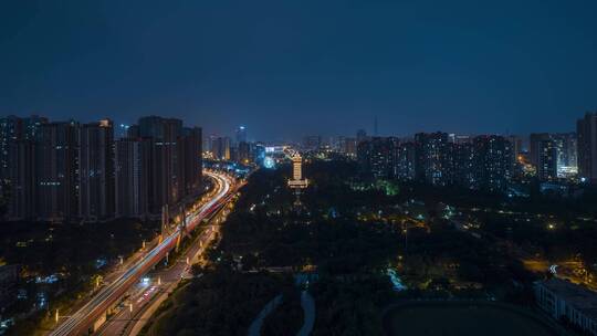 九天楼_塔子山公园夜景延时