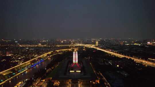 江苏南京大报恩寺夜景灯光航拍