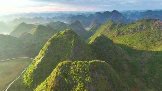 航拍桂林山水喀斯特地貌