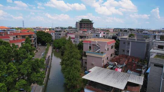 佛山顺德水乡游船河道桑基鱼塘航拍