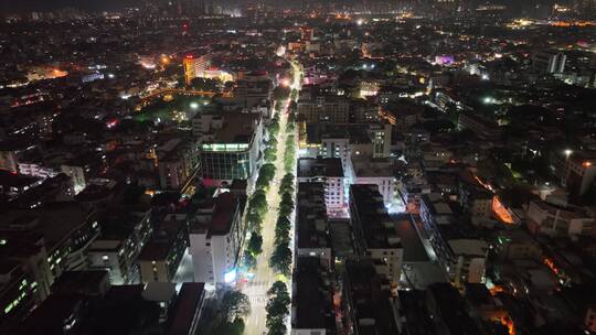 城市道路夜晚马路航拍夜景