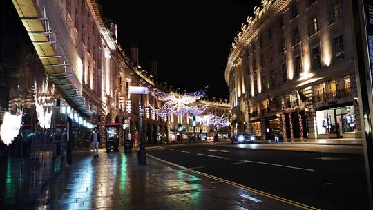 圣诞节期间伦敦大街上的装饰视频素材模板下载